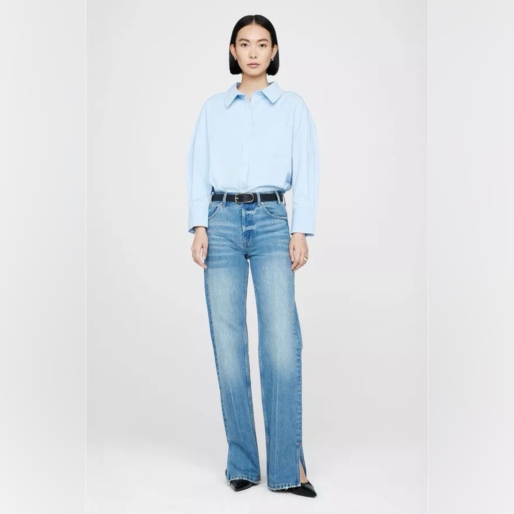 NWT Anine Bing Mika Light Blue Cotton Long-Sleeve Shirt - Picture 10 of 15